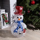 Светодиодная фигура «Снеговик» 33 × 65 × 27 см, металл, текстиль, 220 В, свечение мульти - Фото 4