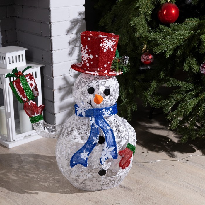 Фигура светодиодная "Цветной снеговик", 60 см, 60LED, 220V, МУЛЬТИ