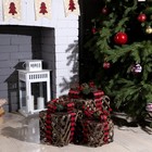 Светодиодная фигура «Коричневые плетёные подарки» 15, 20, 25 см, текстиль, металл, 220 В, свечение тёплое белое - фото 7451705