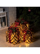 Фигура светодиодная "Коричневые плетеные кубы", 25/20/15 см, 60LED, 220V, Т/БЕЛЫЙ - фото 809317871