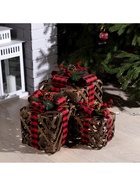 Фигура светодиодная "Коричневые плетеные кубы", 25/20/15 см, 60LED, 220V, Т/БЕЛЫЙ - фото 809317872