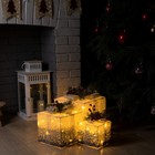 Светодиодная фигура «Серебристые подарки» 15, 20, 25 см, текстиль, металл, 220 В, свечение тёплое белое - фото 320168870