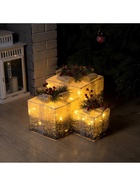 Светодиодная фигура «Серебристые подарки» 15, 20, 25 см, текстиль, металл, 220 В, свечение тёплое белое - фото 61037605