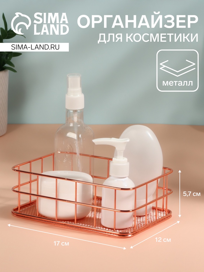 Органайзер для хранения косметических принадлежностей «РАФАЭЛЬ», 17×12×5.7 см, цвет бронзовый - Фото 1