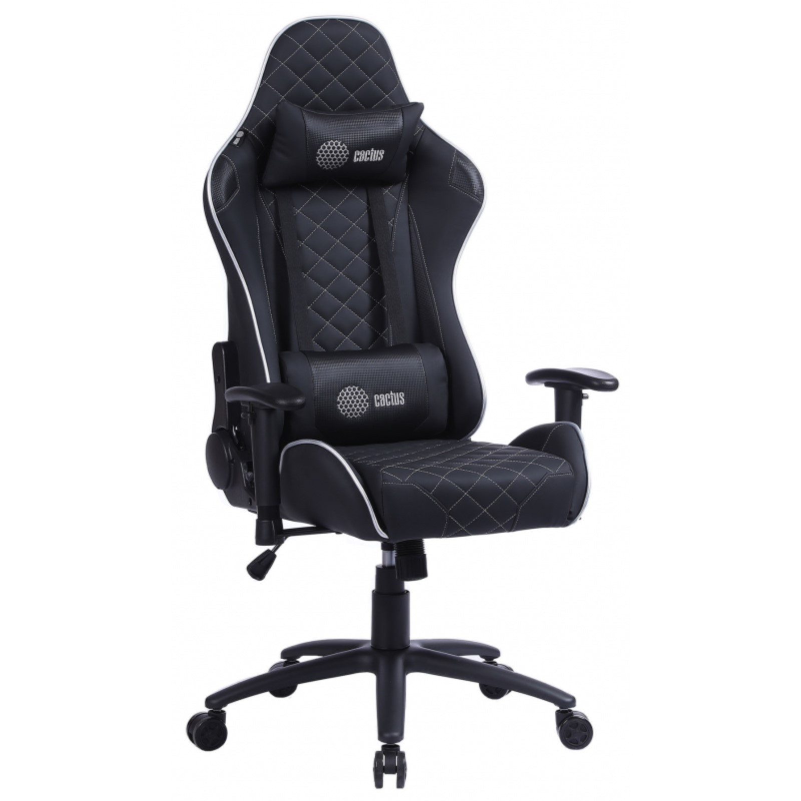 Кресло игровое Cactus CS-CHR-030BLS , до 120 кг, экокожа, черное ...