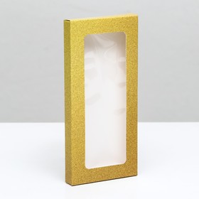 Подарочная коробка под плитку шоколада, с окном, золотая, 17 х 8 х 1,4 см