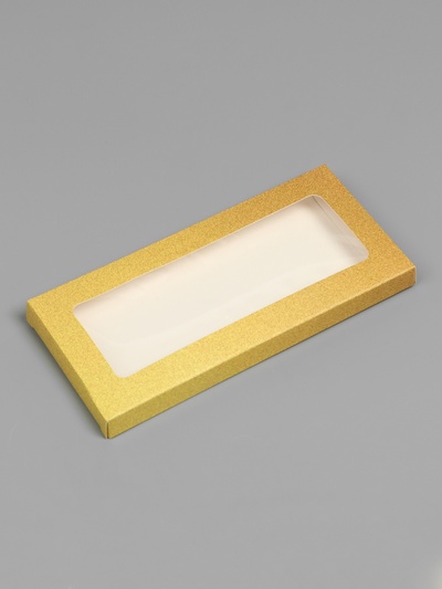 Подарочная коробка под плитку шоколада, с окном, золотая, 17×8×1.4 см