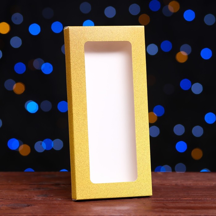 Подарочная коробка под плитку шоколада, с окном, золотая, 17 х 8 х 1,4 см - Фото 1