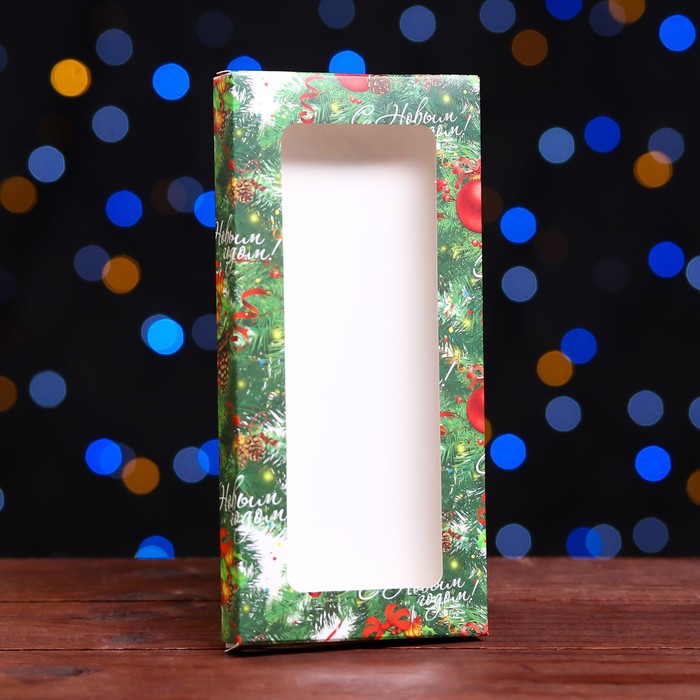 Подарочная коробка под плитку шоколада с окном "Шишки", 17,1 х 8 х 1,4 см - Фото 1