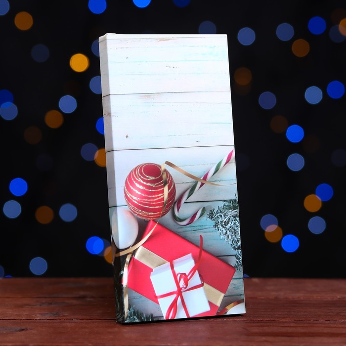 Подарочная коробка под плитку шоколада без окна "Елка с игрушками", 17,1 х 8 х 1,4 см - Фото 1