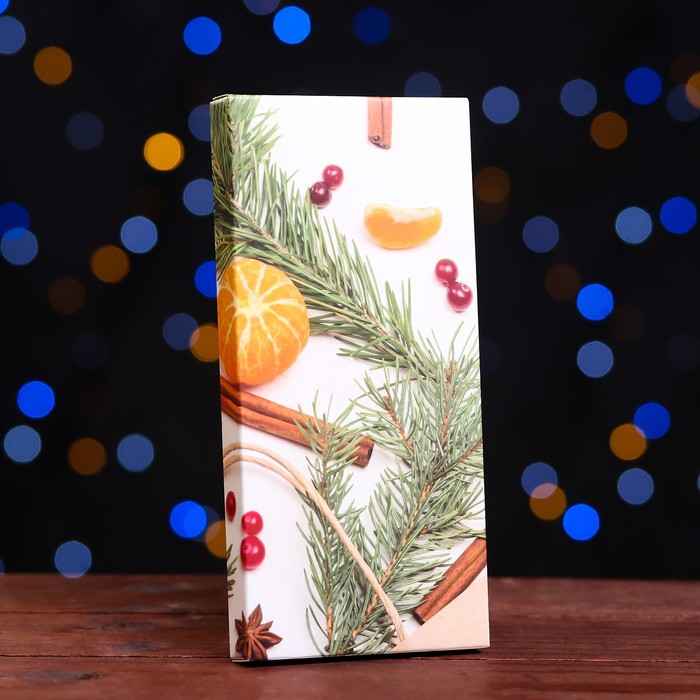 Подарочная коробка под плитку шоколада без окна "Мандарины", 17,1 х 8 х 1,4 см - Фото 1