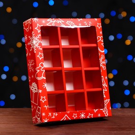 Коробка складная под 12 конфет "Снеговик", 19 х 15 х 3,6 см