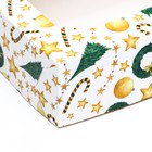 Коробка новогодняя складная с окном «Звезды и трости», 25×15×7 см - Фото 6