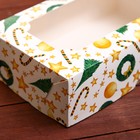 Коробка новогодняя складная с окном «Звезды и трости», 25×15×7 см - Фото 3