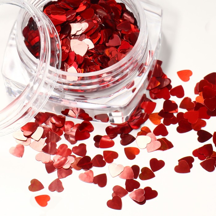 Пайетки для декора «HEART», цвет красный - Фото 1
