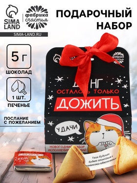 Подарочный набор «Котэ», печенье с предсказанием, шоколад и бумажка для исполнения желаний