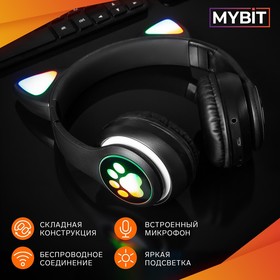 {{photo.Alt || photo.Description || 'УЦЕНКА Наушники - Кошки MYBIT W-32, беспроводные, MIC, BT 5.0, AUX, microSD, MP3, 400 мАч, чёрные'}}