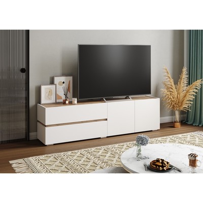 Тумба под ТВ «Аркон», 1800×370×490 мм, цвет белый / дуб вотан