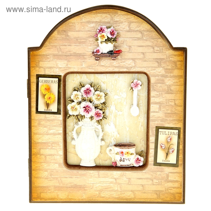 Ключница "Анютины глазки в вазоне" 25,4х20х3,7 см - Фото 1