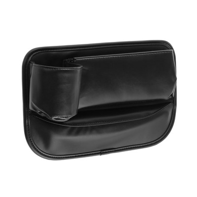 Карман-органайзер для мелочей, чёрный, внутрисалонный, между сиденьями, экокожа