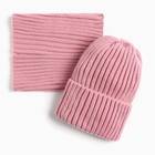 Комплект для девочки (шапка, снуд), цвет пудра, размер 50-54 - фото 11088598