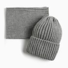 Комплект для девочки (шапка, снуд), цвет серый, размер 50-54 - Фото 4