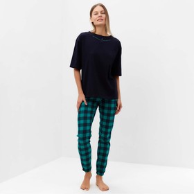 Комплект женский домашний (футболка/брюки), цвет зелёный, размер 44