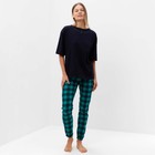 Комплект женский домашний (футболка/брюки), цвет зелёный, размер 52 - фото 320209122