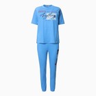 Комплект женский (футболка/брюки), цвет голубой, размер 48 - Фото 1