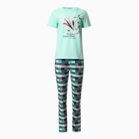 Комплект женский домашний (футболка/брюки), цвет мята, размер 48
