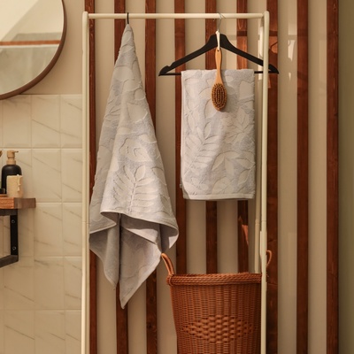 Полотенце махровое жаккардовое LoveLife Leaves 50×90 см, цвет светло-серый, 100% хл, 500 г/м²