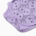 Боди детское, цвет лиловый/котята, рост 80 см - фото 23516539