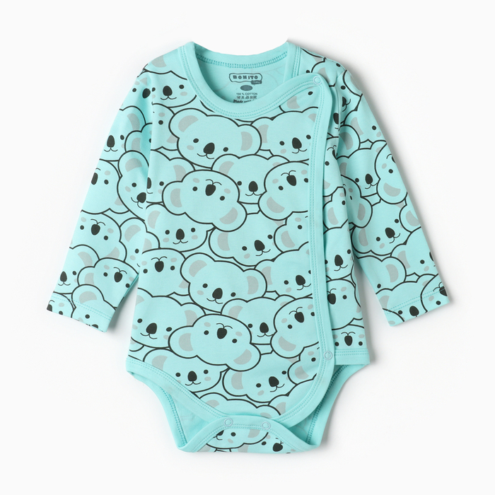 Боди детское, цвет ментоловый/коалы, рост 80 см - Фото 1