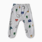 Ползунки детские, цвет серый/зверьки, рост 74 см - фото 24293253