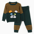 Комплект вязаный детский (джемпер, брюки), цвет зеленый, рост 86 - фото 109098026