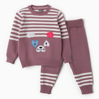 Комплект вязаный детский (джемпер, брюки), цвет лиловый, рост 86 - фото 320260436
