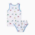 Комплект для мальчика (майка, трусы), цвет васильковый, рост 122 см - фото 23464323