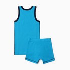 Комплект для мальчика (майка, трусы), цвет тёмно-синий, рост 128 см - фото 25417494