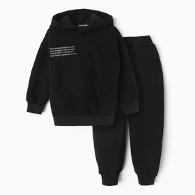 Комплект для мальчика (толстовка,брюки), цвет черный, рост 104 см