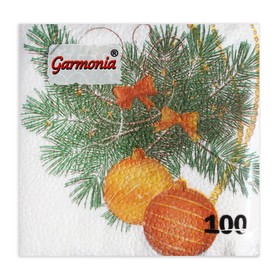 Салфетки бумажные «Новогодний кант» 1 слой, 24?24 см, 100 шт. (комплект 4 шт)