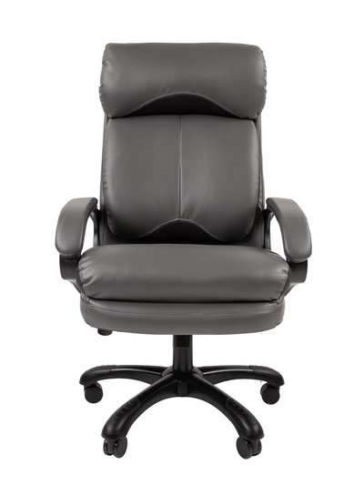 Кресло офисное для руководителя Chairman 505, с подголовником, на колёсиках, экокожа, цвет серый/чёрный