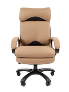 Кресло офисное для руководителя Chairman 505, с подголовником, на колёсиках, экокожа, цвет бежевый/чёрный - Фото 1