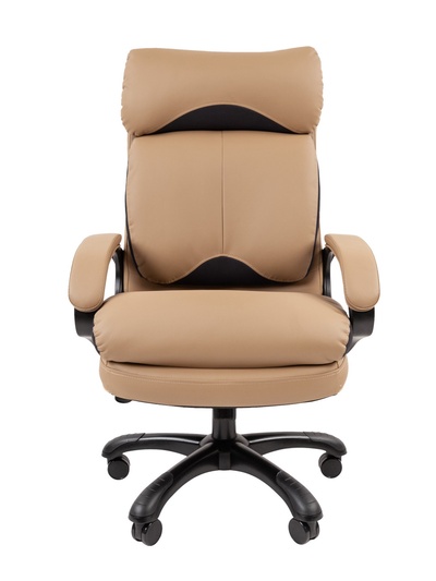 Кресло офисное для руководителя Chairman 505, с подголовником, на колёсиках, экокожа, цвет бежевый/чёрный