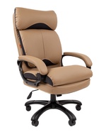 Кресло офисное для руководителя Chairman 505, с подголовником, на колёсиках, экокожа, цвет бежевый/чёрный - Фото 2