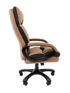 Кресло офисное для руководителя Chairman 505, с подголовником, на колёсиках, экокожа, цвет бежевый/чёрный - Фото 3