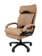 Кресло офисное для руководителя Chairman 505, с подголовником, на колёсиках, экокожа, цвет бежевый/чёрный - Фото 4
