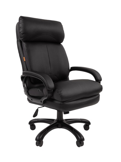 Кресло офисное для руководителя Chairman 505, с подголовником, на колёсиках, экокожа, цвет чёрный/чёрный