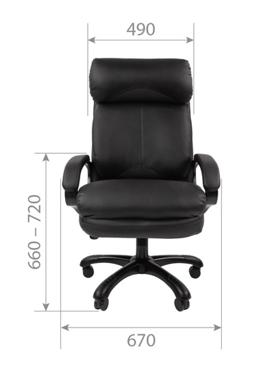 Кресло офисное для руководителя Chairman 505, с подголовником, на колёсиках, экокожа, цвет чёрный/чёрный