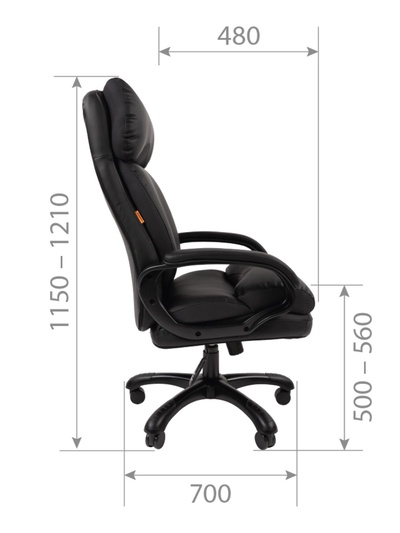 Кресло офисное для руководителя Chairman 505, с подголовником, на колёсиках, экокожа, цвет чёрный/чёрный