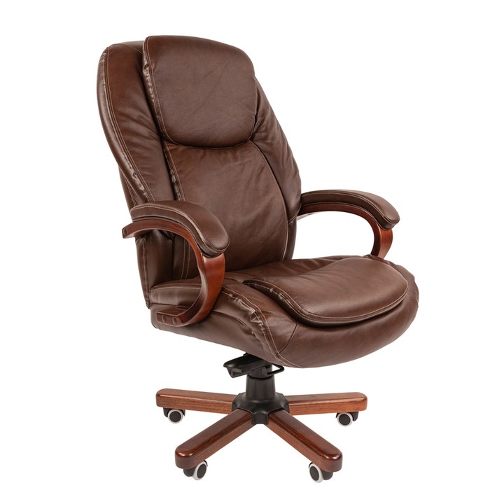 Кресло руководителя Chairman 408 кожа+PU, коричневый - Фото 1